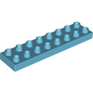 LEGO Medium Azure Duplo Plate 2 x 8 (44524)
