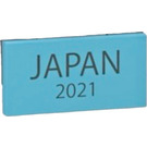 LEGO Medium Azure Fliese 2 x 4 with Japan 2021