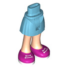 LEGO Medium azuurblauw Heup met Basic Gebogen Rok met Magenta shoes met dun scharnier (2241)