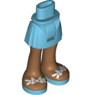 LEGO Mittleres Azure Hüfte mit Basic Gebogen Skirt mit Medium Azure Sandals mit Weiß Bows mit dickem Scharnier (35634 / 92820)