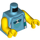 LEGO Medium azuurblauw Kid met Towel en Swim Trunks Minifig Torso (973 / 76382)