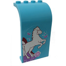 LEGO Medium Azure Panel 3 x 4 x 6 with Curved Top with right facing horse Sticker (2571)