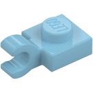 LEGO Mittleres Azure Platte 1 x 1 mit Horizontaler Clip (Dick geöffneter O-Clip) (52738 / 61252)