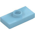 LEGO Medium Azure Plade 1 x 2 med 1 Stud (med riller) (3794 / 15573)