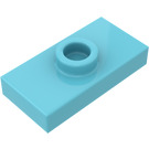 LEGO Medium Azure Plate 1 x 2 with 1 Stud (with Groove and Bottom Stud Holder) (15573)