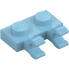 LEGO Medium Azure Platta 1 x 2 med Horisontell Clips (Öppna 'O' fästen) (49563 / 60470)