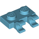 LEGO Medium azuurblauw Plaat 1 x 2 met Horizontaal Clips (Open 'O'-clips) (49563 / 60470)