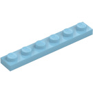 LEGO Medium azuurblauw Plaat 1 x 6 (3666)