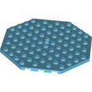 LEGO Medium azuurblauw Plaat 10 x 10 Octagonal met Gat (89523)