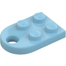 LEGO Medium asurblå Plate 2 x 3 med Avrundet Ende og Stift Hull (3176)