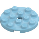 LEGO Medium Azure Plate 4 x 4 Round with Hole and Snapstud (60474)