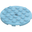 LEGO Azure Moyen assiette 6 x 6 Rond avec Épingle Trou (11213)