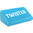LEGO Azure moyen Pente 1 x 2 (31°) avec "Twister" Name assiette Autocollant (85984)