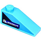 LEGO Medium azuurblauw Helling 1 x 3 (25°) met Michelin Rechtsaf Sticker (4286)