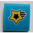 LEGO Medium Azure Slope 2 x 2 Curved with Yellow Shooting Star Sticker (15068)