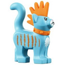 LEGO Medium azuurblauw Standing Kat met Oranje Mohawk en Collar