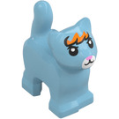 LEGO Medium Azure Standing Cat with Short Tail Up with White Nose and Orange Angry Hair (80686 / 101336)