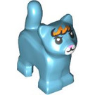 LEGO Medium azuurblauw Standing Kat met Kort Staart Omhoog met Wit Nose en Oranje Angry Haar (80686 / 101336)