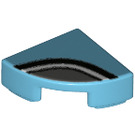 LEGO Medium Azure Tile 1 x 1 Quarter Circle with Black and Silver Curved Lines (25269 / 78678)