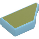 LEGO Medium Azure Tile 1 x 2 45° Angled Cut Right with Olive Green (5092)