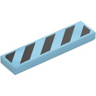 LEGO Mittleres Azure Fliese 1 x 4 mit Schwarz Danger Streifen (Unprinted Ecken) (73823 / 103166)