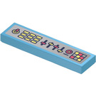 LEGO Medium Azure Tile 1 x 4 with Control Panel Sticker (2431)