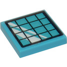LEGO Medium azuurblauw Tegel 2 x 2 met Dark Blauw en Medium Azure Solar Paneel Sticker met groef (3068)