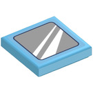 LEGO Medium azuurblauw Tegel 2 x 2 met Mirror Sticker met groef (3068)