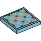 LEGO Medium Azure Tile 2 x 2 with Red and Yellow Flowers Pattern Sticker with Groove (3068)