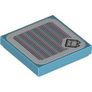 LEGO Medium Azure Tile 2 x 2 with Super Mario Scanner Code Fliprus with Groove (3068 / 102515)