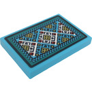 LEGO Medium azuurblauw Tegel 2 x 3 met Vierkant Patterned Rug Sticker (26603)