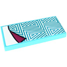 LEGO Medium Azure Tile 2 x 4 with Bed with Triangles Sticker (87079)
