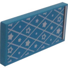 LEGO Medium azuurblauw Tegel 2 x 4 met Stars Blanket Sticker (87079)