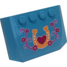 LEGO Medium azuurblauw Wig 4 x 6 Gebogen met Horseshoe Vet logo Sticker (52031)
