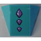 LEGO Azure moyen Coin Incurvé 3 x 4 Tripler avec Purple Jewels Autocollant (64225)