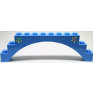 LEGO Medium Blue Arch 1 x 12 x 3 with Silver Stars Sticker without Raised Arch (6108)