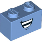 LEGO Mittelblau Backstein 1 x 2 mit Mouth mit Unterrohr (3004 / 32893)
