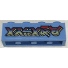LEGO Medium blauw Steen 1 x 4 met Ninjago Logogram 'ARCADE' Sticker (3010)