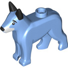 LEGO Bleu Moyen Chien - Alsatian avec Noir Oreilles et Blanc Facial Cheveux (36615 / 92586)