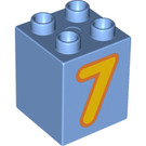 LEGO Bleu moyen Duplo Brique 2 x 2 x 2 avec 7 (11941 / 31110)