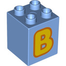 LEGO Medium Blue Duplo Brick 2 x 2 x 2 with 'B' (21273 / 31110)