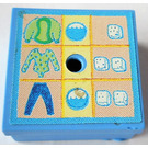 LEGO Mittelblau Gift Parcel mit Film Scharnier mit Washing Programs Aufkleber (33031)