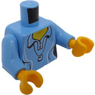 LEGO Medium blå Minifigur Torso Polo Skjorte med hvid Accents, Shell Halskæde (973 / 76382)