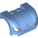 LEGO Bleu moyen Garde-boue Bonnet 3 x 4 x 1.7 Incurvé avec Headlights, Mince Smile et Nose (93587 / 94738)