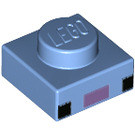 LEGO Mittelblau Platte 1 x 1 mit 2 Schwarz Squares und Medium Lavender Rectangle (Minecraft Axolotl Gesicht) (1015 / 3024)