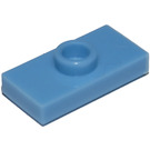 LEGO Blu medio Piastra 1 x 2 con 1 Bottoncino (con scanalatura) (3794 / 15573)