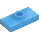 LEGO Blu medio Piastra 1 x 2 con 1 Bottoncino (con scanalatura e supporto per bottoncino inferiore) (15573 / 78823)