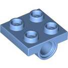 LEGO Mittelblau Platte 2 x 2 mit Loch ohne untere Kreuzstütze (2444)