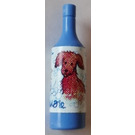 LEGO Mittelblau Scala Wine Flasche mit Katze und Hund label Aufkleber