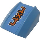 LEGO Medium blauw Helling 1 x 2 x 2 Gebogen met Characters Links Sticker (30602)